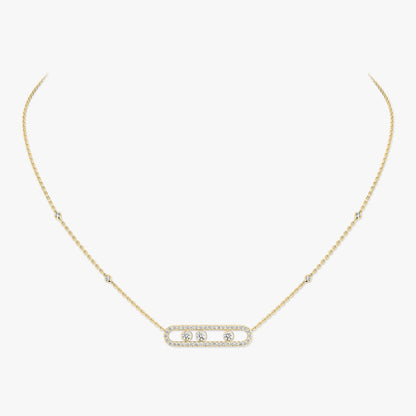 [Panda Jewelry] Move Pave_ Rose Gold Diamond Necklace
