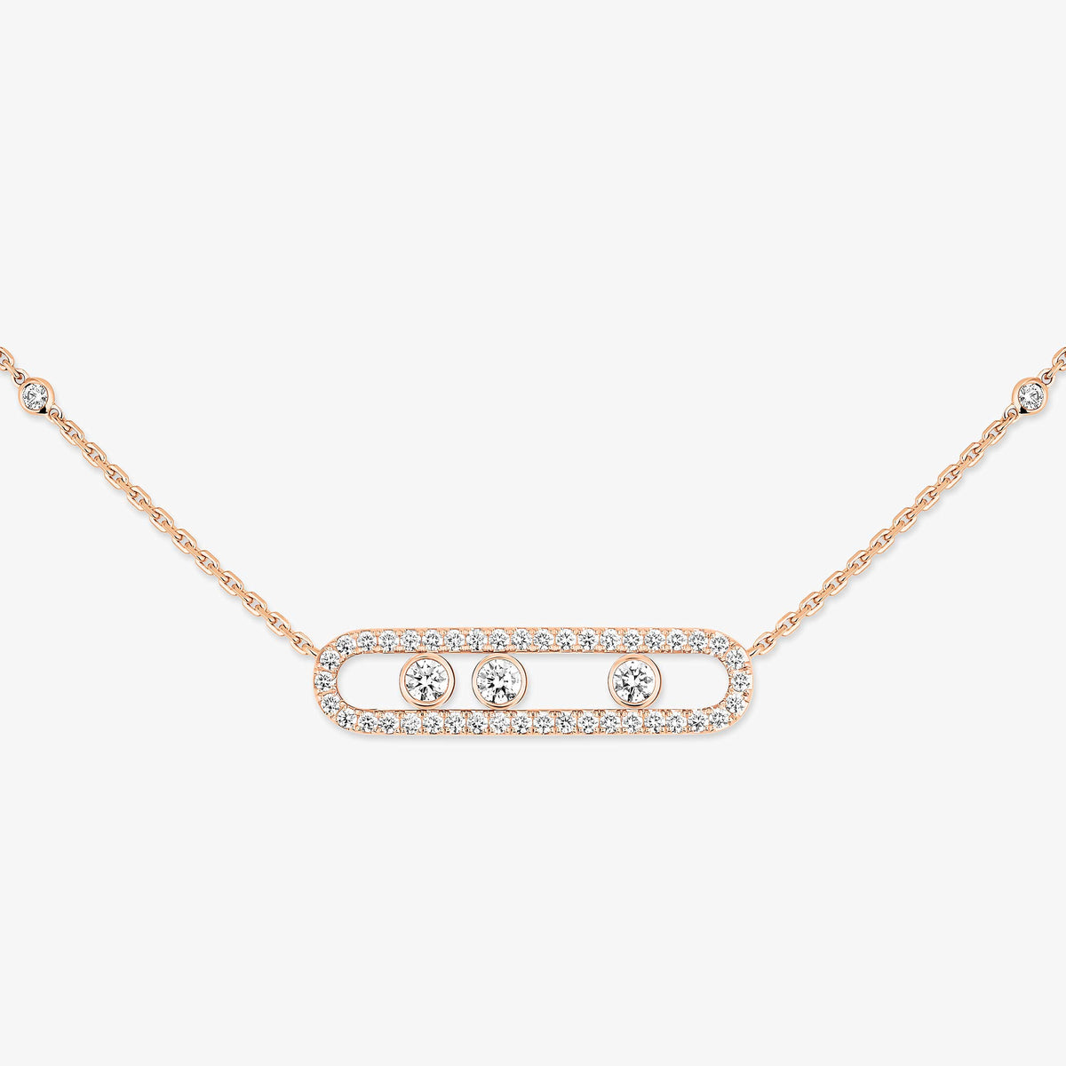 [Panda Jewelry] Move Pave_ Rose Gold Diamond Necklace