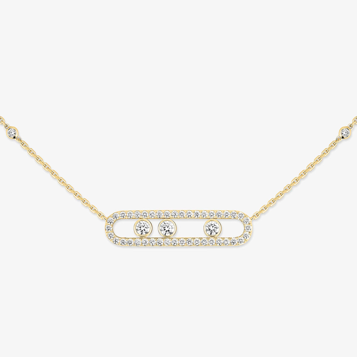 [Panda Jewelry] Move Pave_ Rose Gold Diamond Necklace