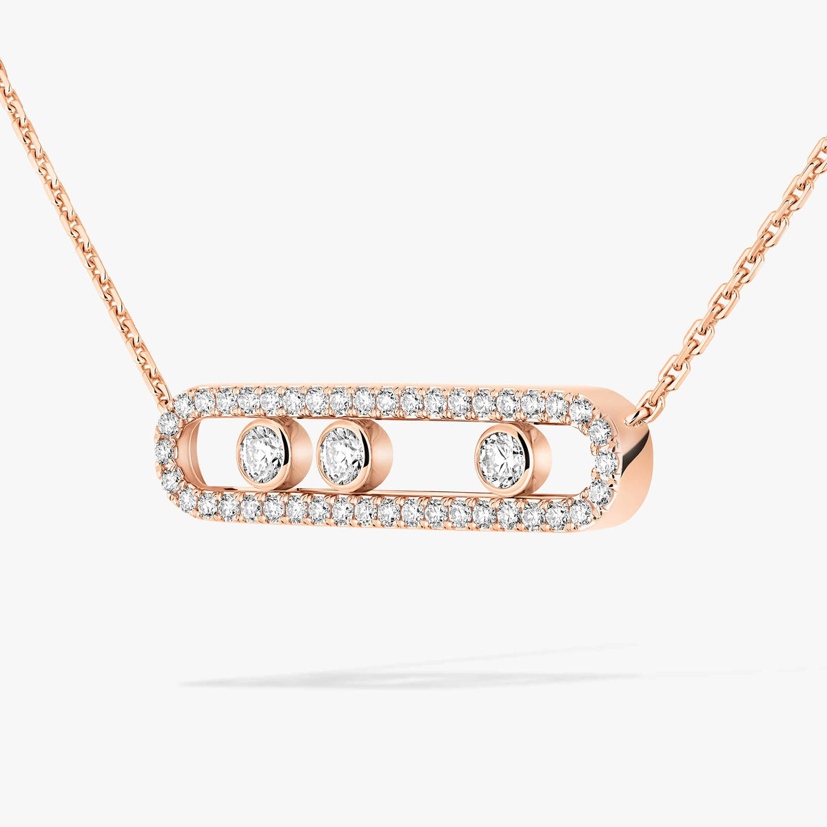 [Panda Jewelry] Move Pave_ Rose Gold Diamond Necklace