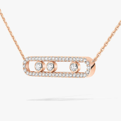 [Panda Jewelry] Move Pave_ Rose Gold Diamond Necklace