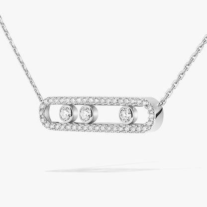 [Panda Jewelry] Move Pave_ Rose Gold Diamond Necklace