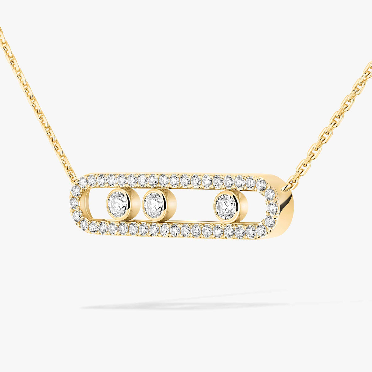 [Panda Jewelry] Move Pave_ Rose Gold Diamond Necklace