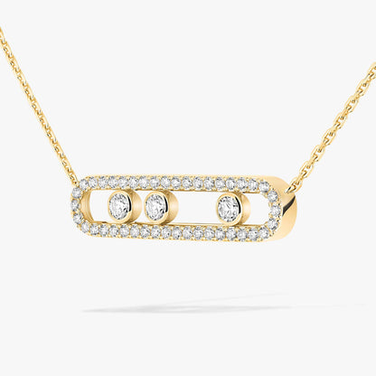[Panda Jewelry] Move Pave_ Rose Gold Diamond Necklace