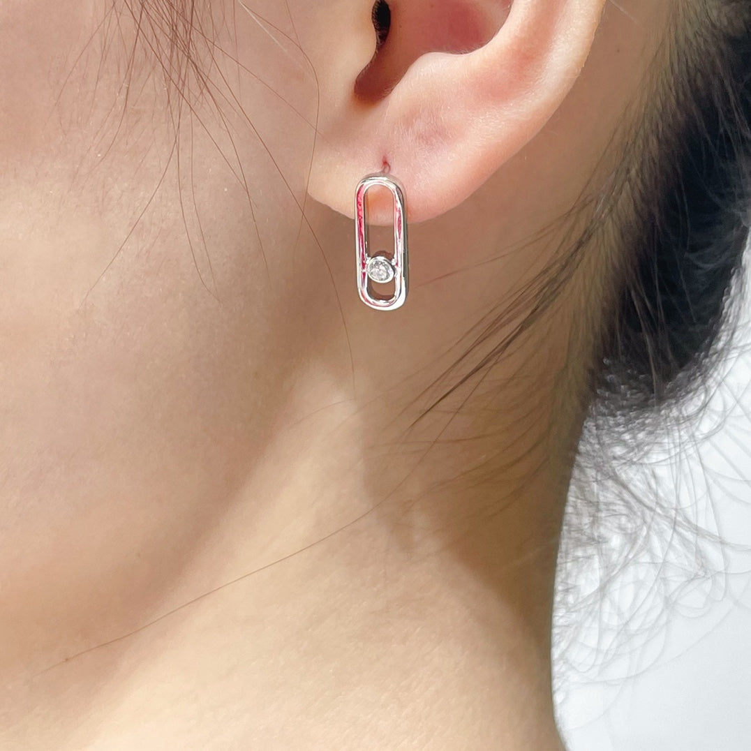 [Panda Jewelry]MOVE UNO SMALL 1 DIAMOND EARRINGS