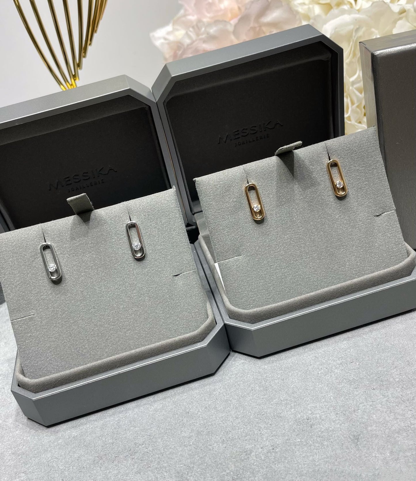 [Panda Jewelry]MOVE UNO SMALL 1 DIAMOND EARRINGS