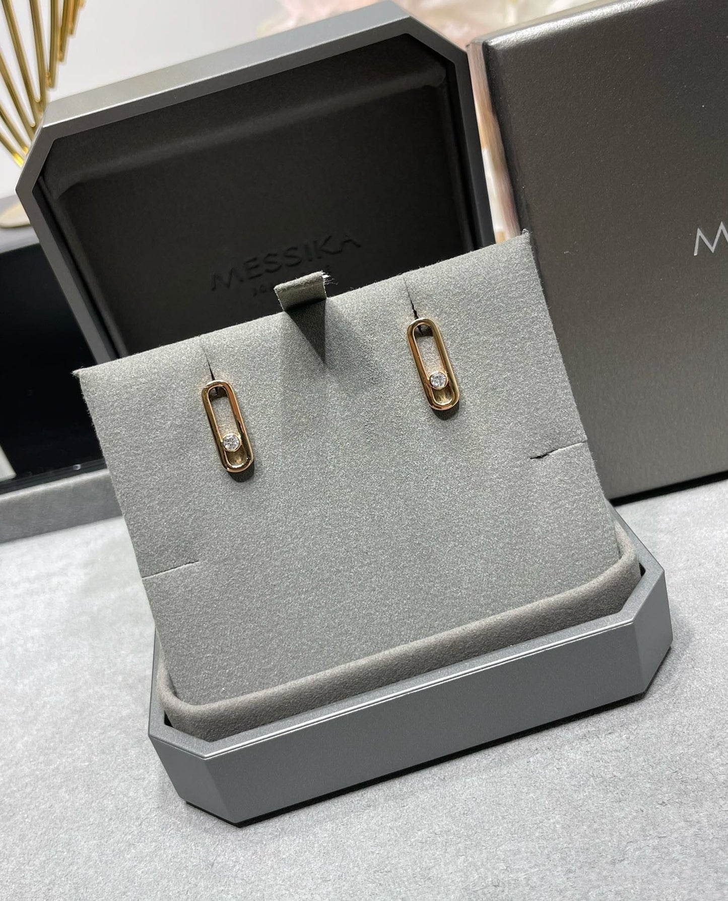 [Panda Jewelry]MOVE UNO SMALL 1 DIAMOND EARRINGS