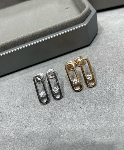 [Panda Jewelry]MOVE UNO SMALL 1 DIAMOND EARRINGS