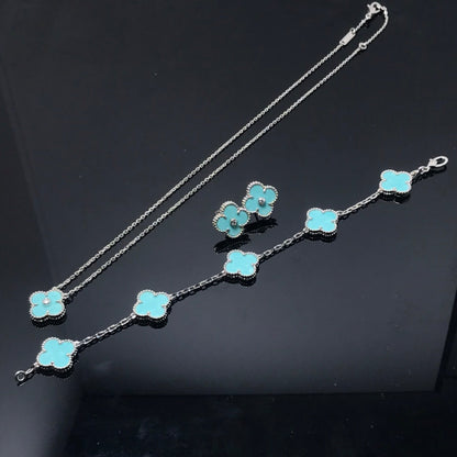 [Panda Jewelry]CLOVER 1 DIAMOND BLUE SKY SILVER EARRINGS