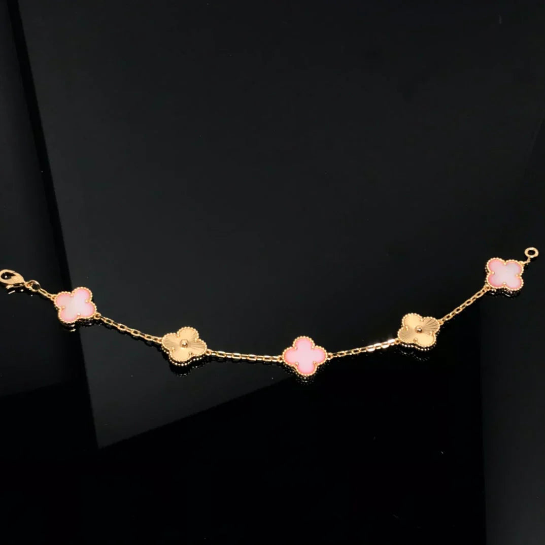 [Panda Jewelry] CLOVER 5 MOTIFS  PINK MOP BRACELET COLLECTION