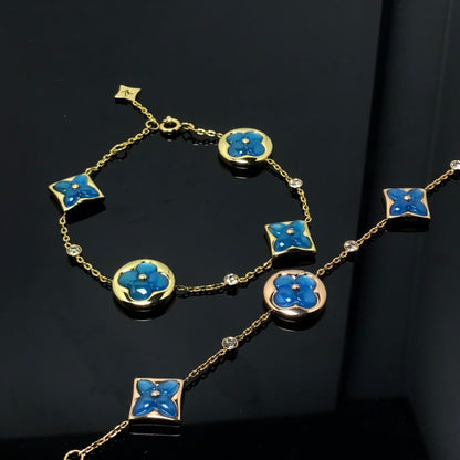 [Panda Jewelry]STAR AND SUN 4 MOTIF BLUE BRACELET