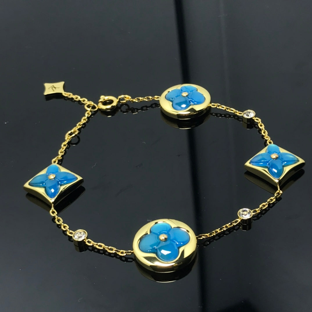 [Panda Jewelry]STAR AND SUN 4 MOTIF BLUE BRACELET