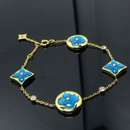 [Panda Jewelry]STAR AND SUN 4 MOTIF BLUE BRACELET