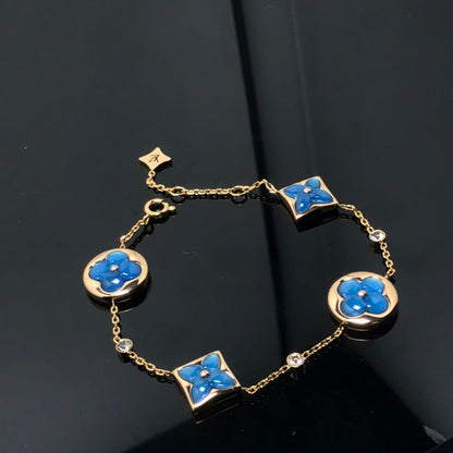 [Panda Jewelry]STAR AND SUN 4 MOTIF BLUE BRACELET