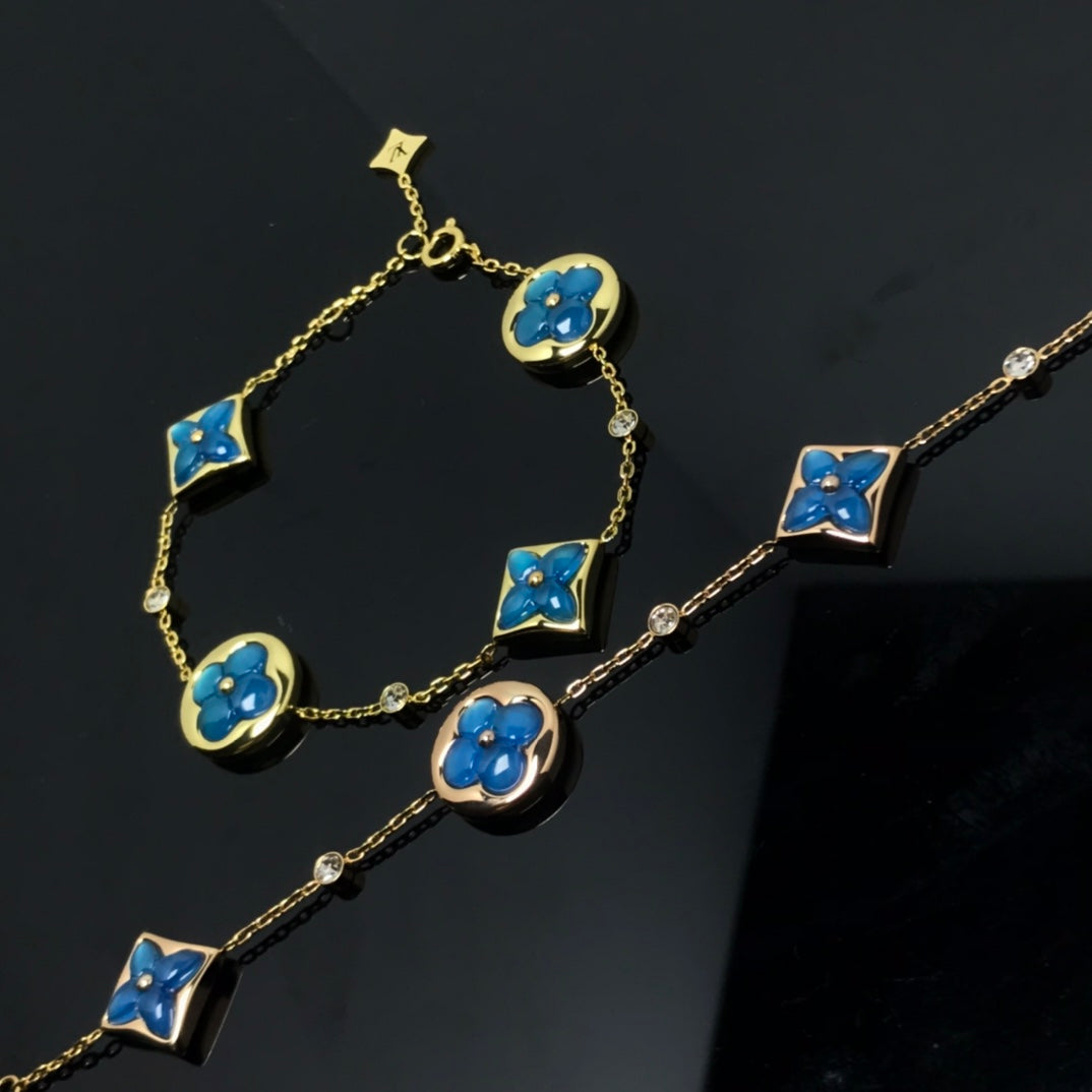 [Panda Jewelry]STAR AND SUN 4 MOTIF BLUE BRACELET