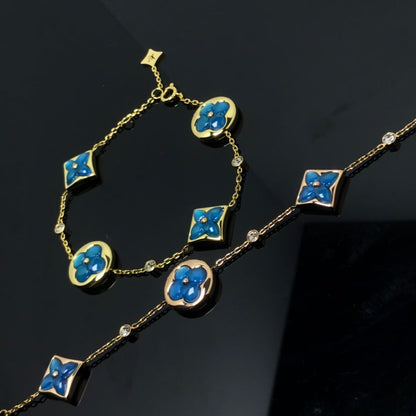 [Panda Jewelry]STAR AND SUN 4 MOTIF BLUE BRACELET