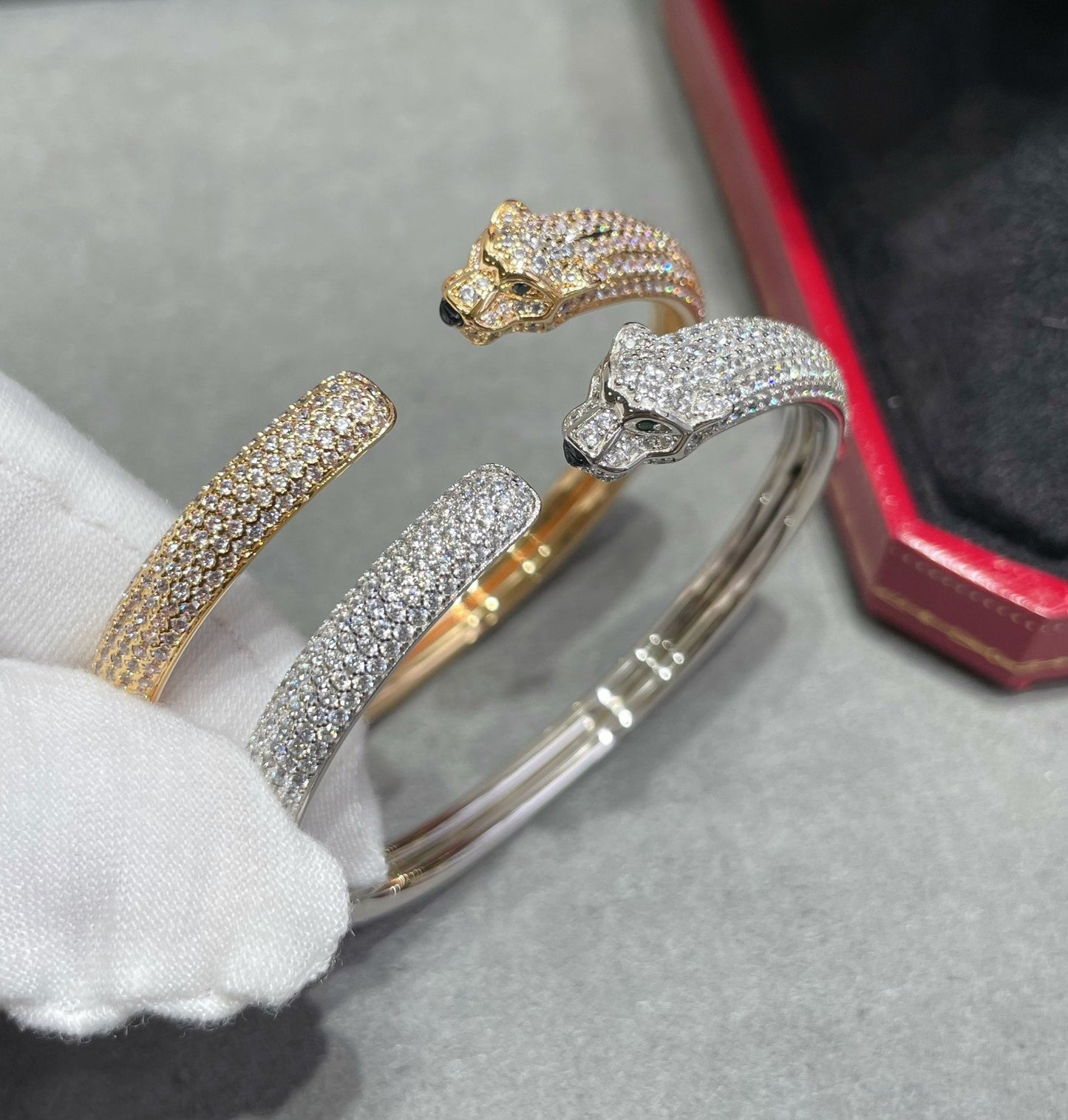 [Panda Jewelry]PANTHERE FULL DIAMOND OPEN BRACELET