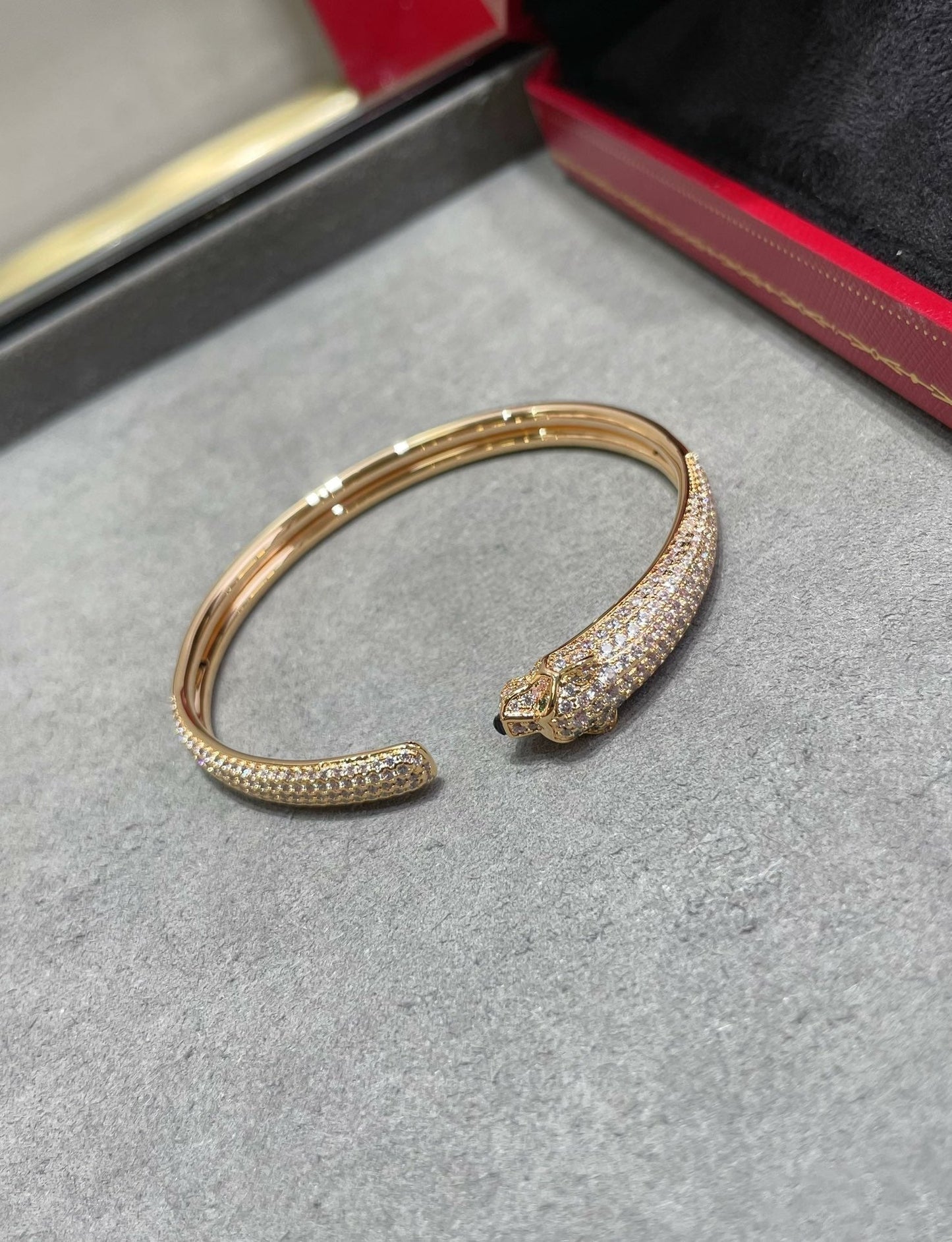 [Panda Jewelry]PANTHERE FULL DIAMOND OPEN BRACELET