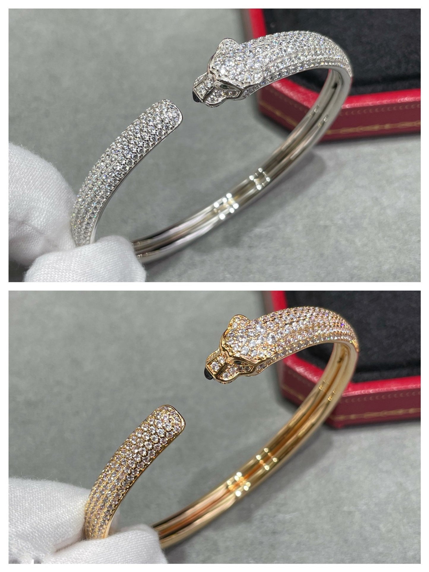 [Panda Jewelry]PANTHERE FULL DIAMOND OPEN BRACELET