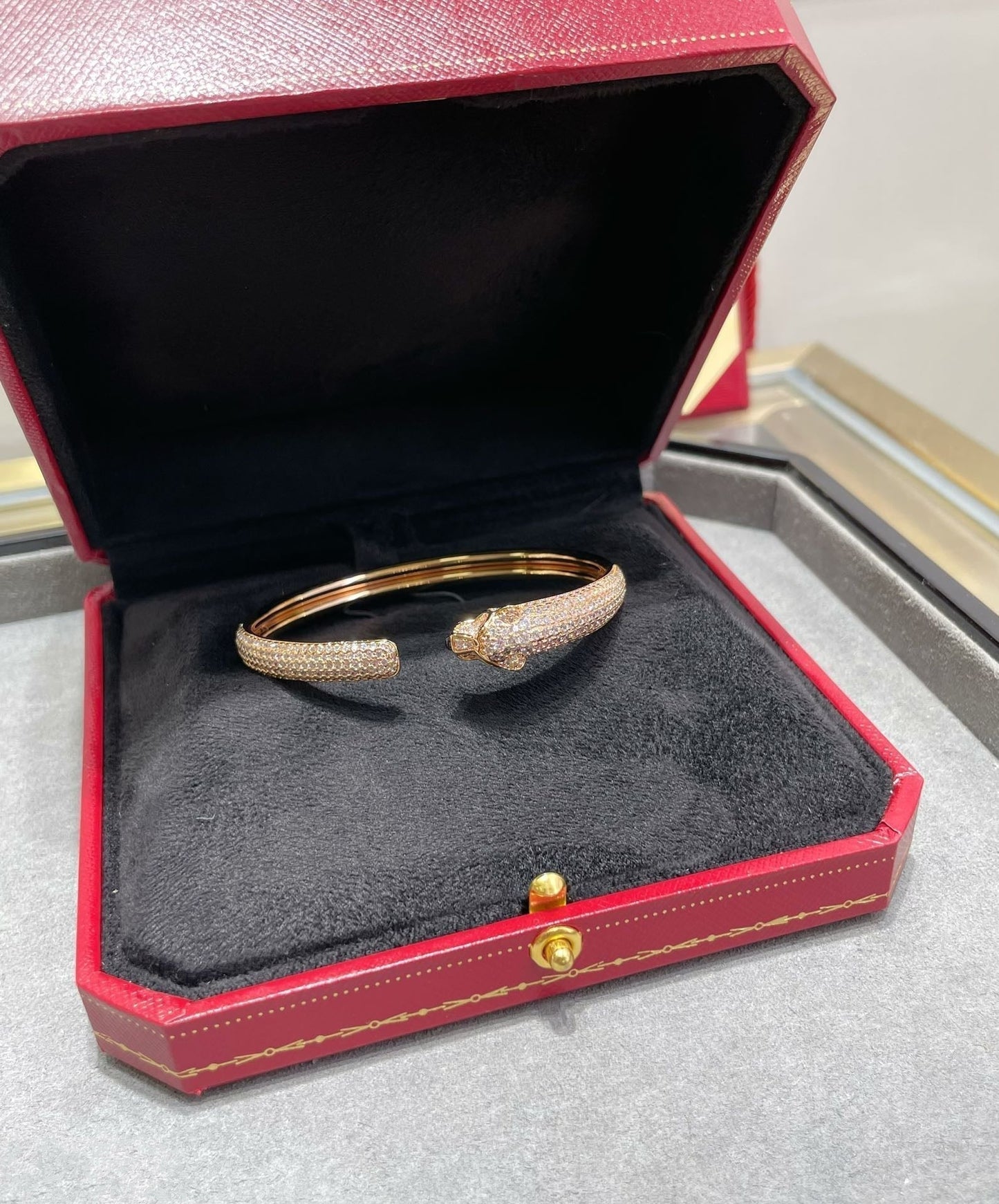 [Panda Jewelry]PANTHERE FULL DIAMOND OPEN BRACELET