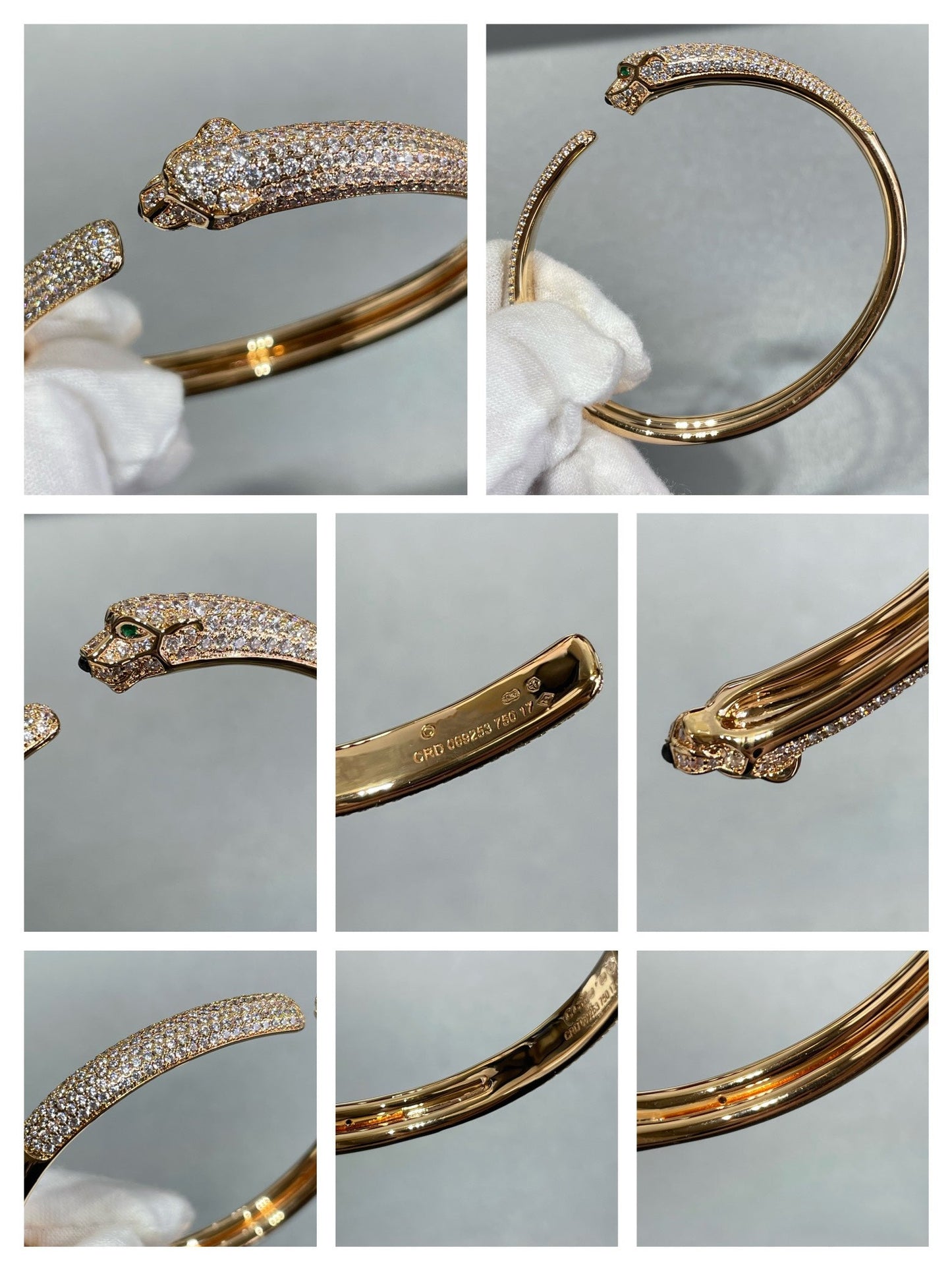 [Panda Jewelry]PANTHERE FULL DIAMOND OPEN BRACELET
