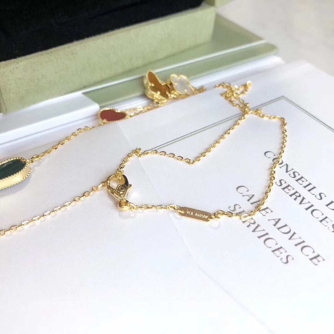 [Panda Jewelry]LUCKY SPRING 4 MOTIFS ROSE GOLD NECKLACE