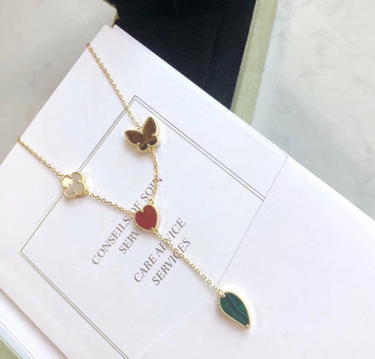 [Panda Jewelry]LUCKY SPRING 4 MOTIFS ROSE GOLD NECKLACE