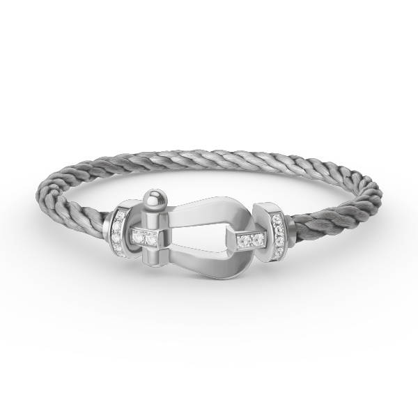 [Panda Jewelry]FORCE LARGE HORSESHOE HALF DIAMOND BRACELET SILVER