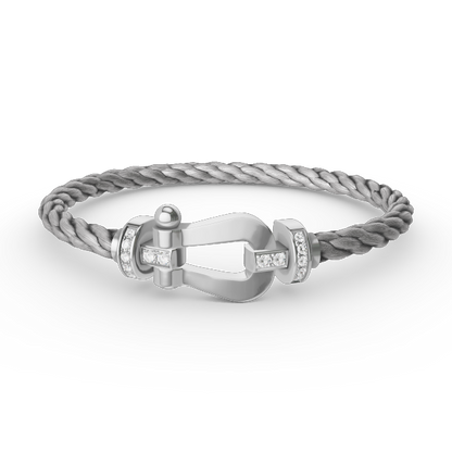 [Panda Jewelry]FORCE LARGE HORSESHOE HALF DIAMOND BRACELET SILVER