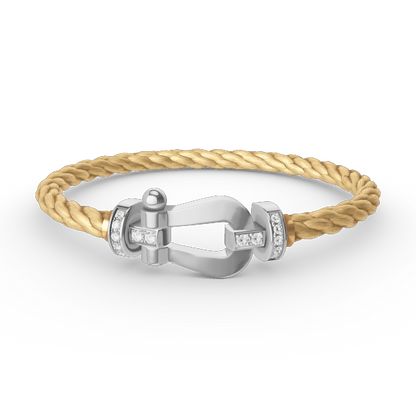 [Panda Jewelry]FORCE LARGE HORSESHOE HALF DIAMOND BRACELET SILVER