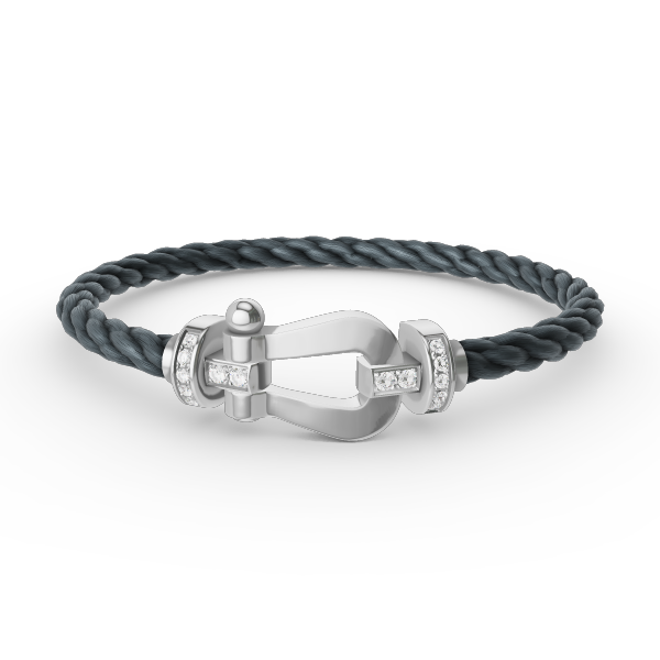 [Panda Jewelry]FORCE LARGE HORSESHOE HALF DIAMOND BRACELET SILVER