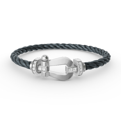 [Panda Jewelry]FORCE LARGE HORSESHOE HALF DIAMOND BRACELET SILVER