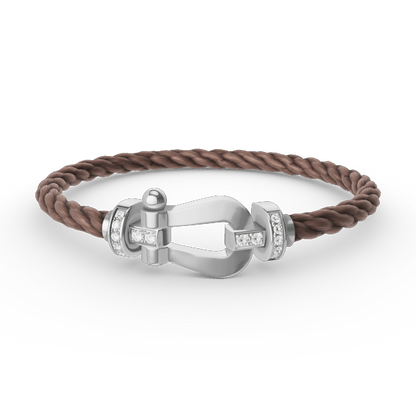 [Panda Jewelry]FORCE LARGE HORSESHOE HALF DIAMOND BRACELET SILVER