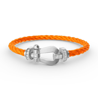 [Panda Jewelry]FORCE LARGE HORSESHOE HALF DIAMOND BRACELET SILVER