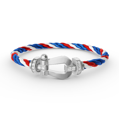 [Panda Jewelry]FORCE LARGE HORSESHOE HALF DIAMOND BRACELET SILVER