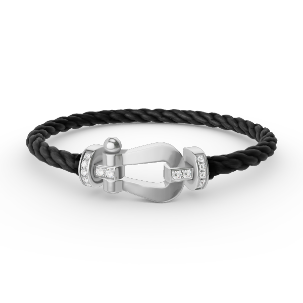 [Panda Jewelry]FORCE LARGE HORSESHOE HALF DIAMOND BRACELET SILVER