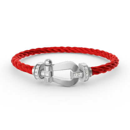 [Panda Jewelry]FORCE LARGE HORSESHOE HALF DIAMOND BRACELET SILVER