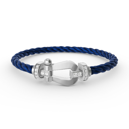 [Panda Jewelry]FORCE LARGE HORSESHOE HALF DIAMOND BRACELET SILVER