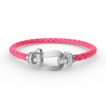 [Panda Jewelry]FORCE LARGE HORSESHOE HALF DIAMOND BRACELET SILVER