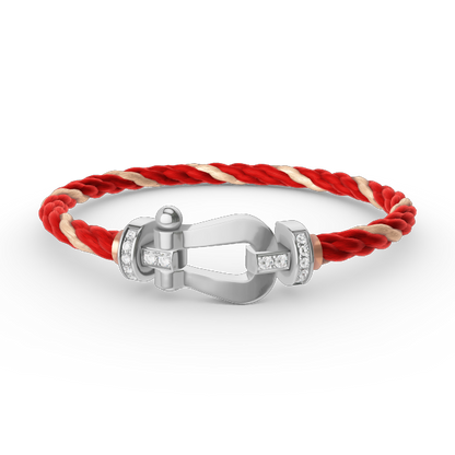 [Panda Jewelry]FORCE LARGE HORSESHOE HALF DIAMOND BRACELET SILVER
