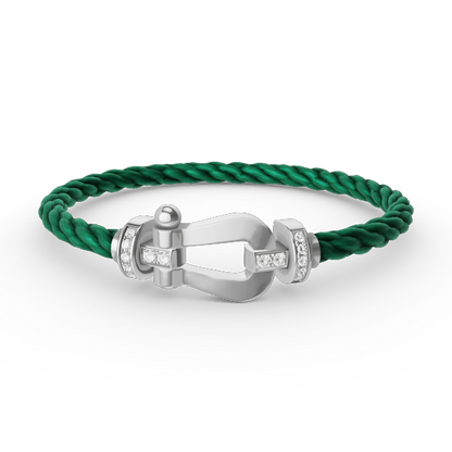 [Panda Jewelry]FORCE LARGE HORSESHOE HALF DIAMOND BRACELET SILVER