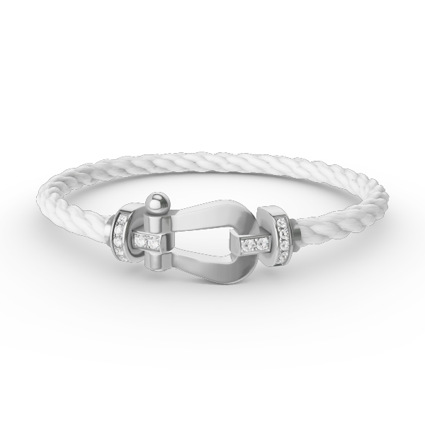 [Panda Jewelry]FORCE LARGE HORSESHOE HALF DIAMOND BRACELET SILVER