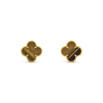 [Panda Jewelry]CLOVER MEDIUM 1 MOTIFS TIGER EYE EARRINGS