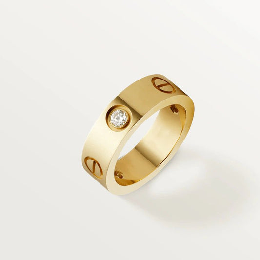 [Panda Jewelry]LOVE RING 5.5MM 3 DIAMONDS PINK GOLD