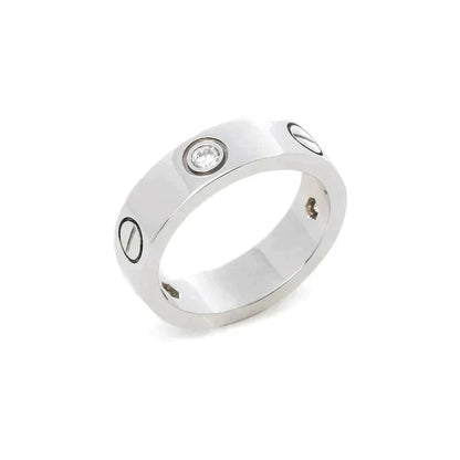 [Panda Jewelry]LOVE RING 5.5MM 3 DIAMONDS SILVER
