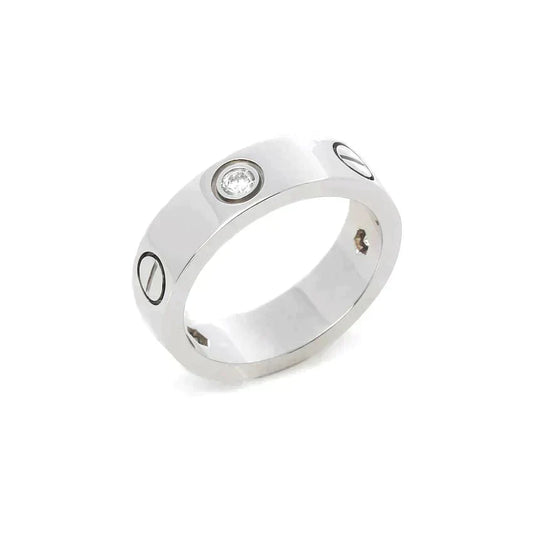 [Panda Jewelry]LOVE RING 5.5MM 3 DIAMONDS SILVER