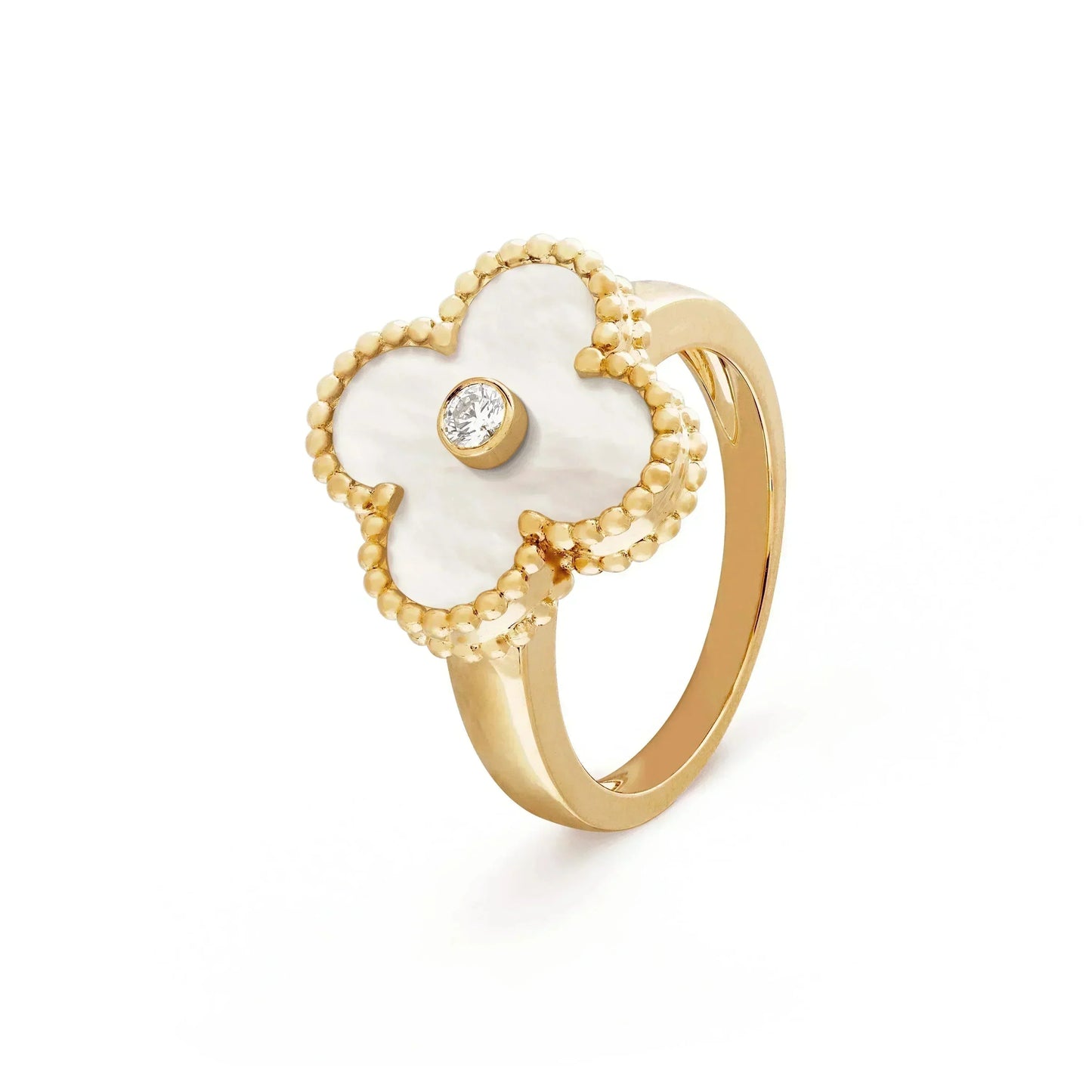 [Panda Jewelry]CLOVER PINK MOP RING GOLD DIAMOND
