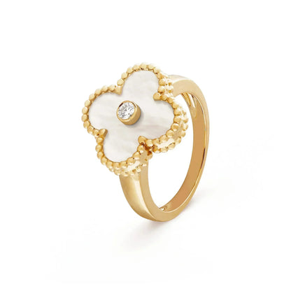 [Panda Jewelry]CLOVER PINK MOP RING GOLD DIAMOND
