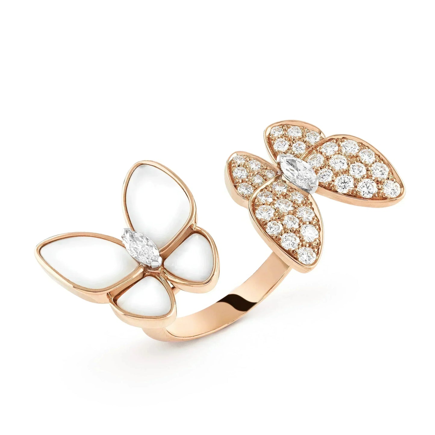[Panda Jewelry]TWIN BUTTERFLY DIAMOND MOP RING