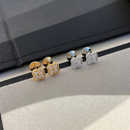[Panda Jewelry]CLOVER MINI DIAMOND STUD EARRINGS